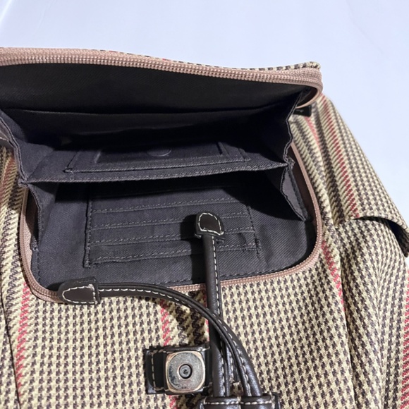 Liz Claiborne 90s Women's Drawstring Plaid Backpack - Picture 3 of 6